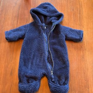 Hanna Andersson 0-3 month navy fleece zip-up one piece